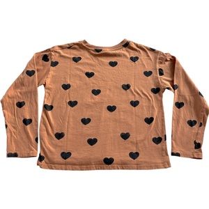 Zara girls long sleeve t-shirt. Love heart. Rust, black.11-12